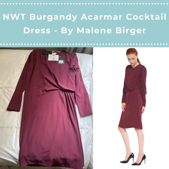 Burgandy Acarmar Cocktail Dress - By Malene Birger NWT - Picture 1 of 6